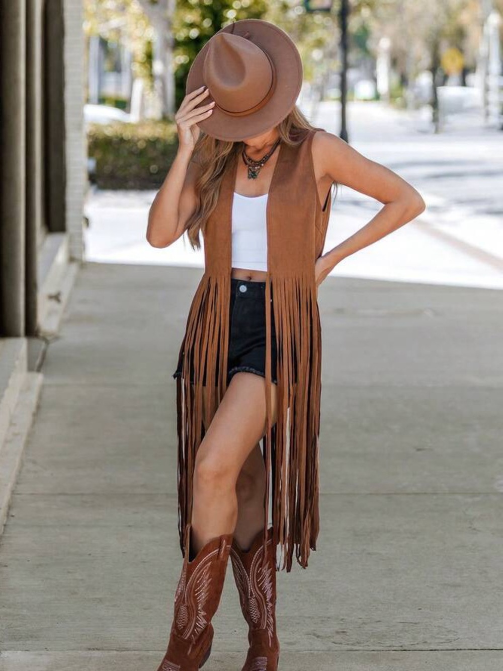 Brown Fringe Suede Vest boho festival - Picture 5 of 5